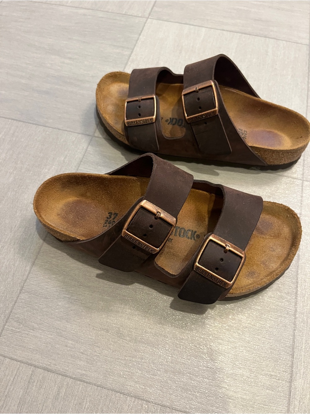 Birkenstock Arizona Double Strap Sandals - Habana (Dark Brown) 37 Wide / Regular